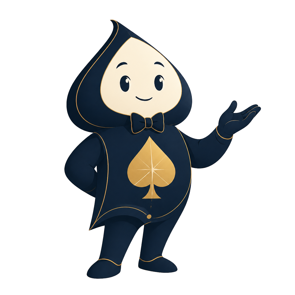 Ace, the AI co-worker for insurance agents, a friendly navy and gold spade-shaped mascot with a bowtie